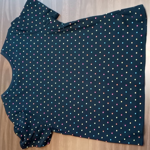 Croft & Barrow Black w Bright Dots Square Neck Tee XL - Picture 2 of 5